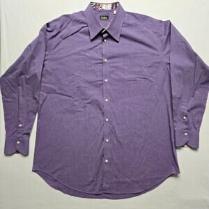 Neiman Marcus New Purple Button Up Mens Cotton Long Sleeve 2XL Dress Shirt